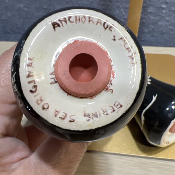 Set of Hand-Painted Ceramic Salt & Pepper Shakers w/ An Alaskan Holiday Theme - Picture 4 of 7